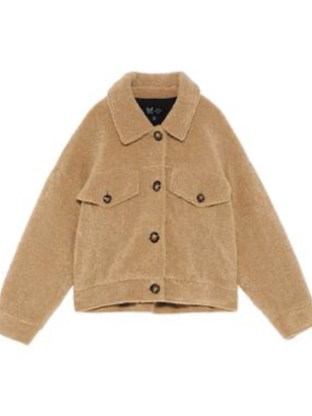 Zara TRF Quilted Lined Jacket with Sherpa Trim in Black and Cream